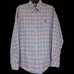 Ralph Lauren Men's Multicolored Plaid Long Sleeve Shirt, Large Colorful